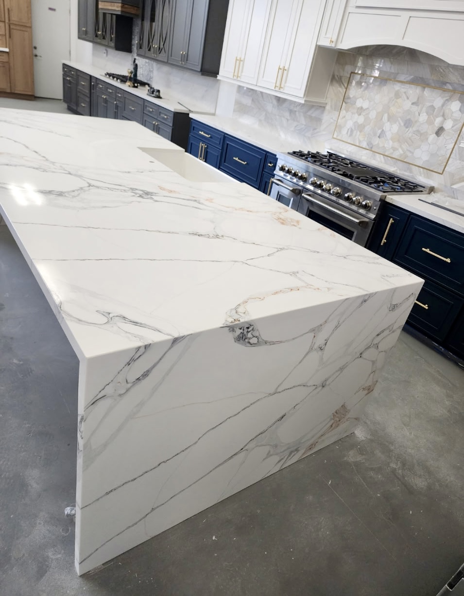 Luxury marble kitchen with custom stonework